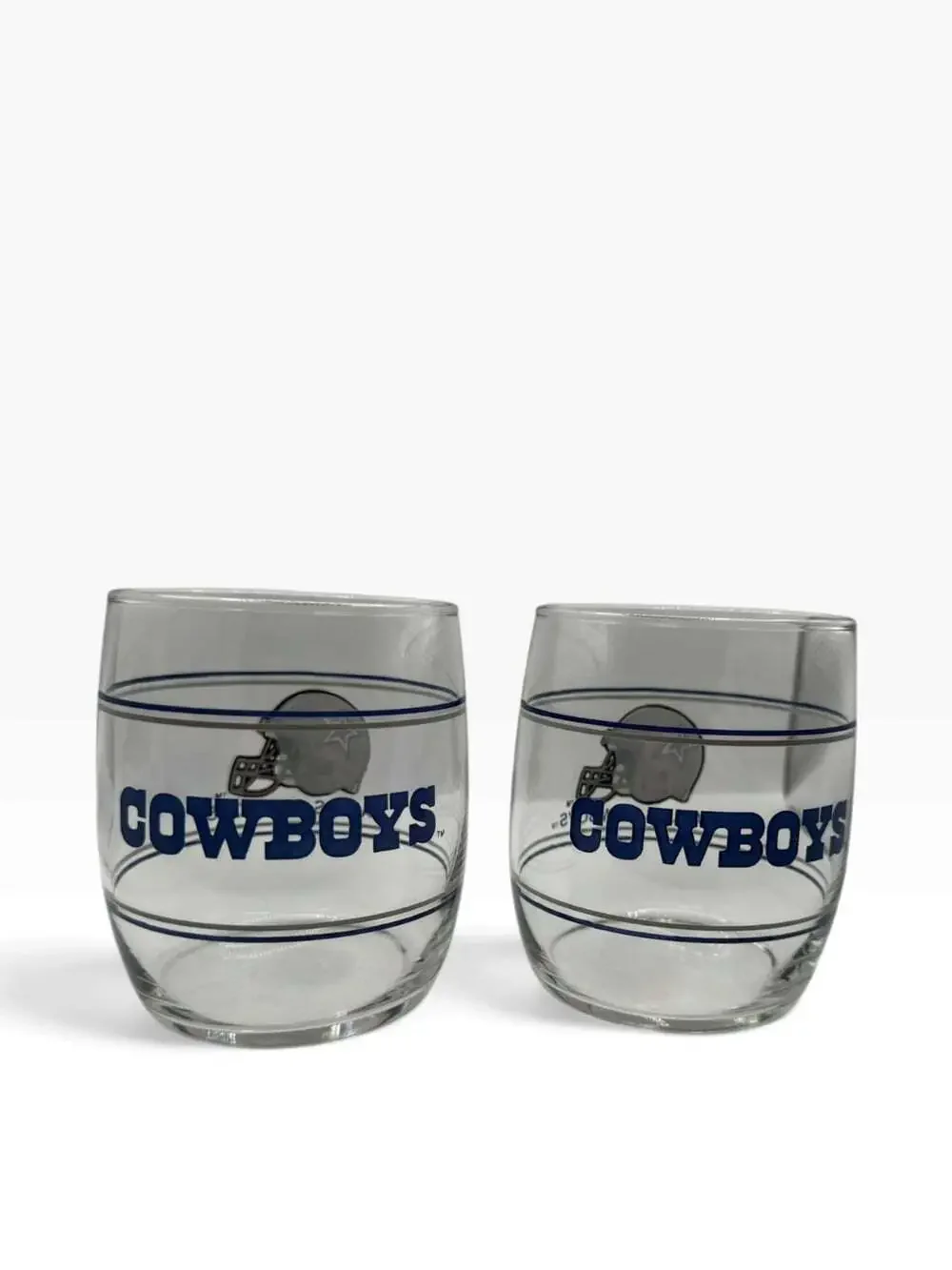 Set of 4 Collectible VTG Dallas Cowboys NFL Helmet Logo Stemless Glass Tumblers